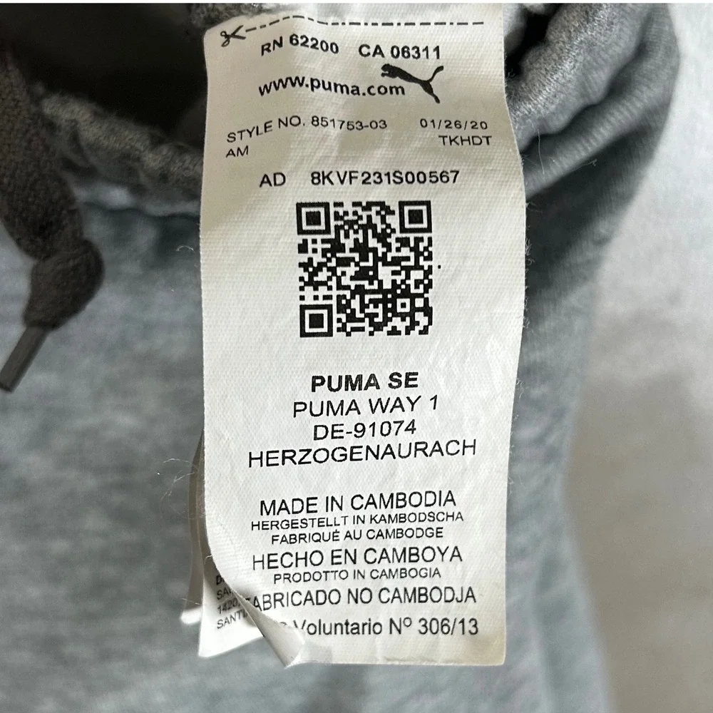 Puma Mens Essentials Heather Grey Fleece Jogger Sweatpants XL 851753-03